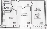 2-комнатная квартира Правая набережная Сугутки 7, этаж 2 из 14